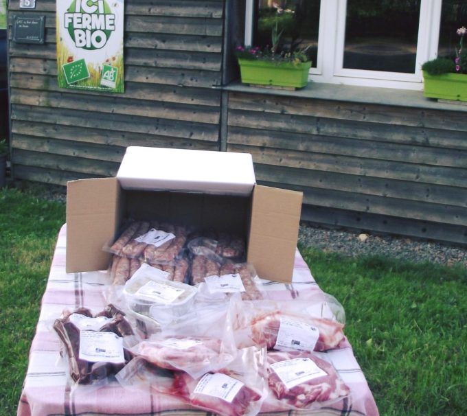 Colis de viandes de porc et de boeuf