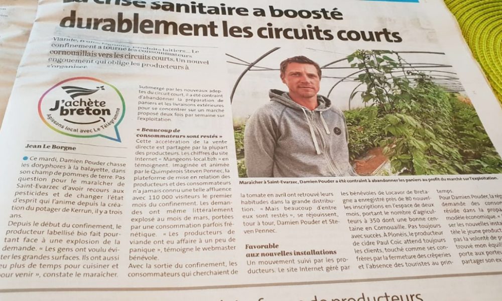 Article du Télégramme sur la Crise Sanitaire et le Circuit Court !