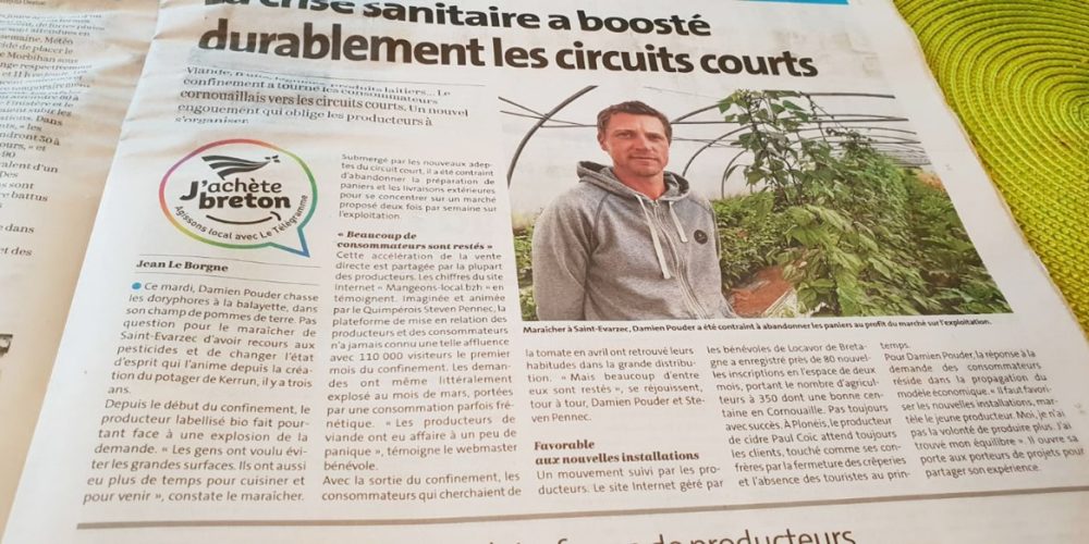 Article du Télégramme sur la Crise Sanitaire et le Circuit Court !