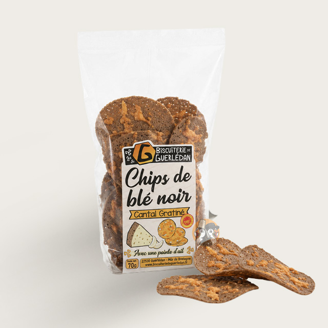 Chips de blé noir au Cantal gratiné