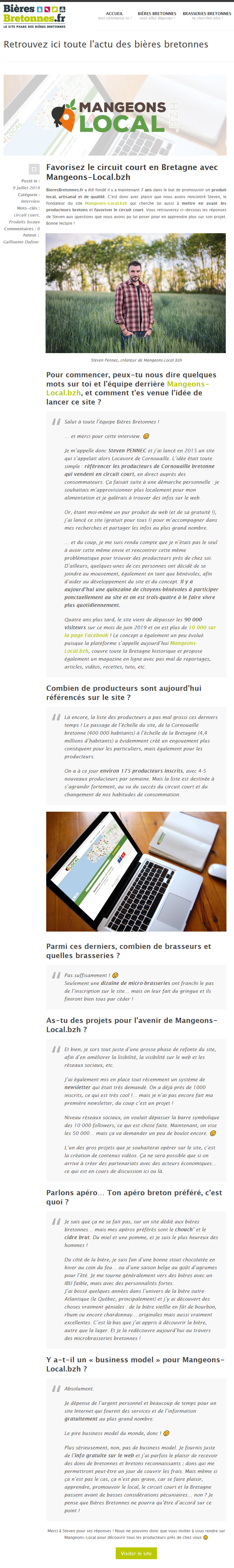 Interview pour le site Bières Bretonnes .fr ! Interview pour le site Bières Bretonnes .fr !
